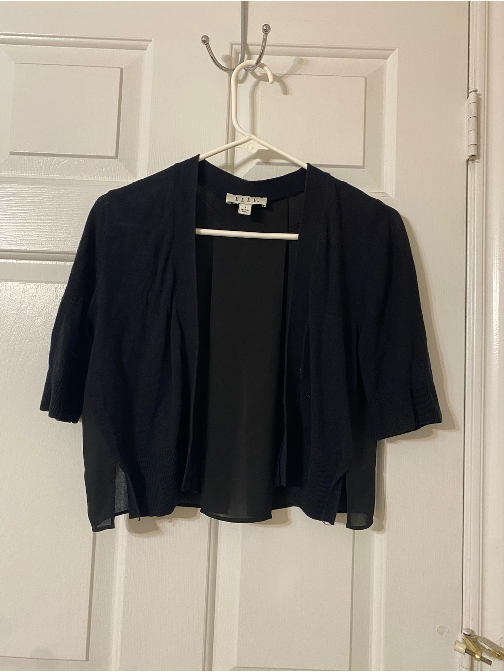 ELLE Black Short-Sleeve Cropped Cardigan